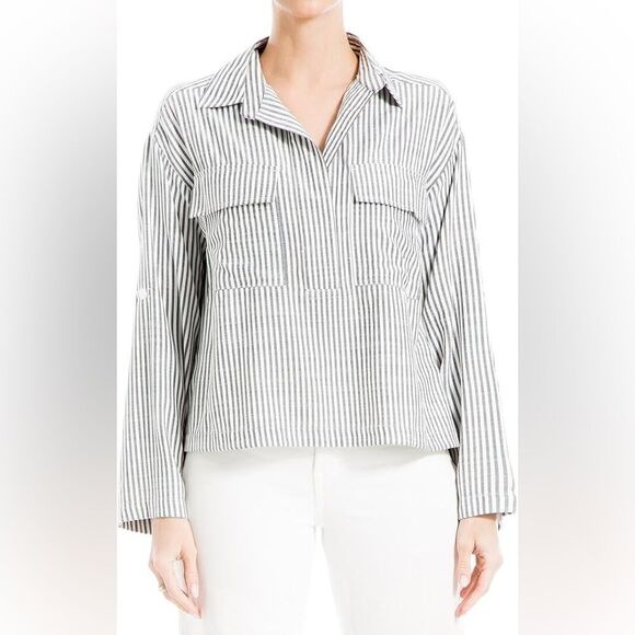 Max Studio Striped Black and White Blouse 3X - Picture 1 of 10